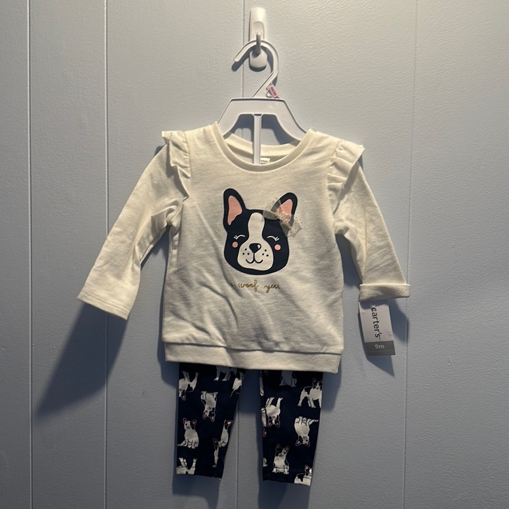NWT Carter’s 9mos I Woof You sweater/legging set